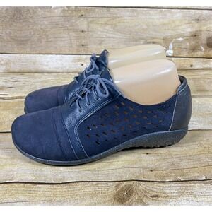 Naot Lalo Perforate Leather Oxford Blue  Shoes Size 7 38